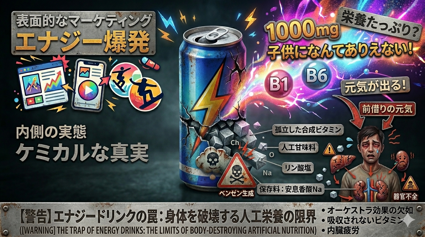 エナジードリンク、栄養ドリンクを子供に飲ませる危険性！意味ない人口栄養素という記事のアイキャッチ画像